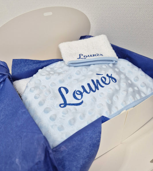 Cape de Bain + Gant Toilette - Bleu